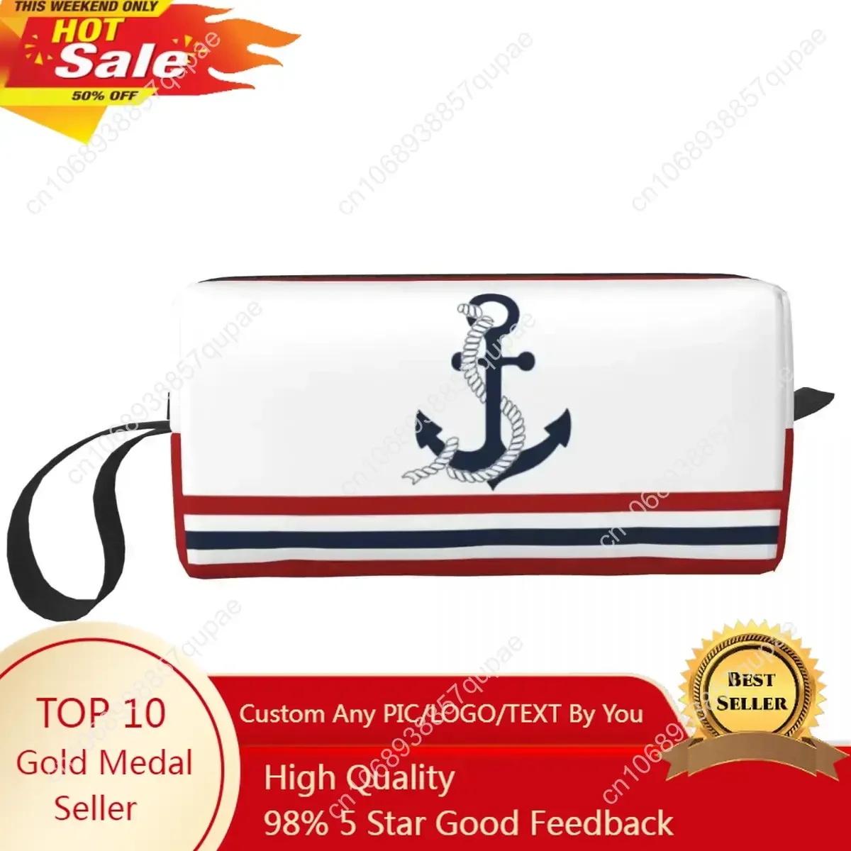 Custom Nautical Blue Anchors With Stripes Toiletry Bag Women Sailing Sailor Makeup Cosmetic Organizer Storage Dopp Kit Case
Custom Nautical Blue Anchors With Stripes Toiletry Bag Women Sailing Sailor Makeup Cosmetic Organizer Storage Dopp Kit Case