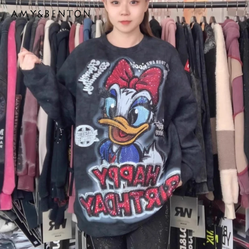 Autumn New Heavy Craft Full Diamond Cute Cartoon Age-Reducing Loose Hoodies Fashion Air Cotton Crew Neck Sweatshirts For Ladies
Autumn New Heavy Craft Full Diamond Cute Cartoon Age-Reducing Loose Hoodies Fashion Air Cotton Crew Neck Sweatshirts For Ladies