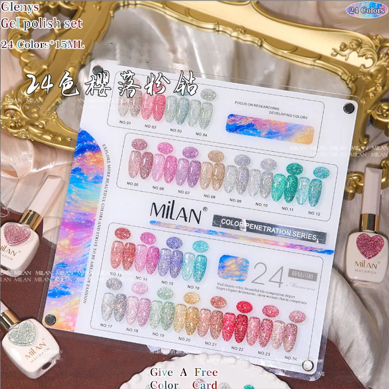 Glenys 24 color cherry drop pink diamond nail polish gel net red popular immersion gel color card nail salon art varnish set
Glenys 24 color cherry drop pink diamond nail polish gel net red popular immersion gel color card nail salon art varnish set