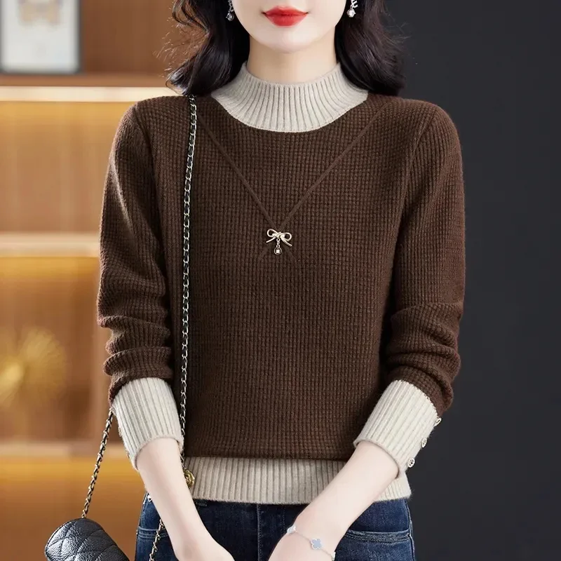 High-Quality Sweater Women's Autumn Winter New 2026Knitting Coat Mother Semi-High Neck Pullover Thick Bottoming Shirt Female Top
High-Quality Sweater Women's Autumn Winter New 2026Knitting Coat Mother Semi-High Neck Pullover Thick Bottoming Shirt Female Top