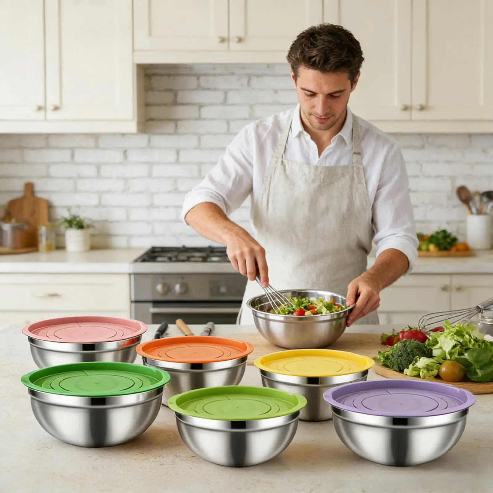 Mixing Bowl With Lid Stainless Steel Non-Slip Dishwasher Safe Airtight Lids Food Storage Organizer Bowls For Sauce Snacks Eggs
Mixing Bowl With Lid Stainless Steel Non-Slip Dishwasher Safe Airtight Lids Food Storage Organizer Bowls For Sauce Snacks Eggs