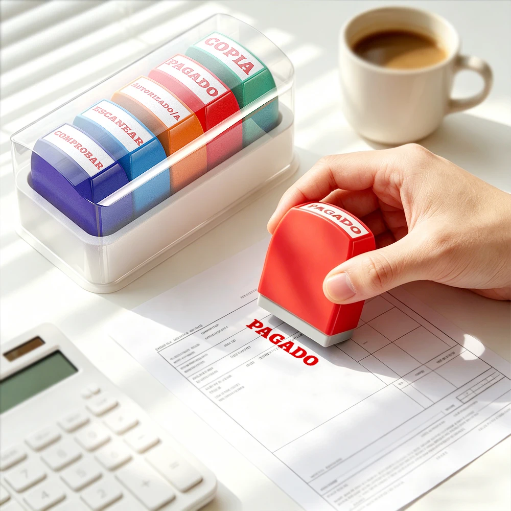 5-Piece Spanish Office Stamp Set, Financial Stamps For office approval of payment copies, commercial accounting & finance use
5-Piece Spanish Office Stamp Set, Financial Stamps For office approval of payment copies, commercial accounting & finance use