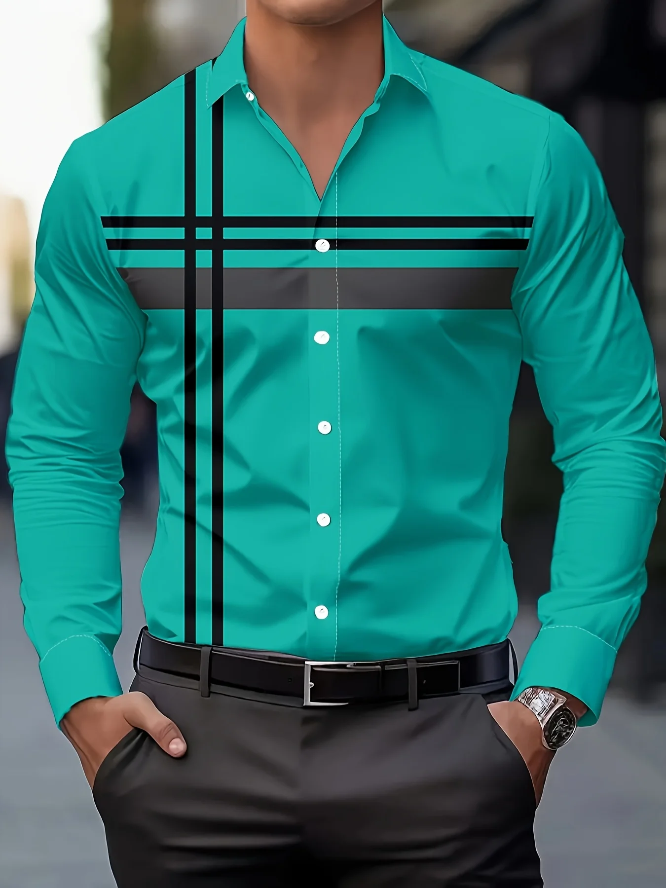 Men's Casual Dress Shirt with Modern Striped Design Regular Fit Long Sleeve Button-Up, Machine Washable for Spring Fall Office
Men's Casual Dress Shirt with Modern Striped Design Regular Fit Long Sleeve Button-Up, Machine Washable for Spring Fall Office