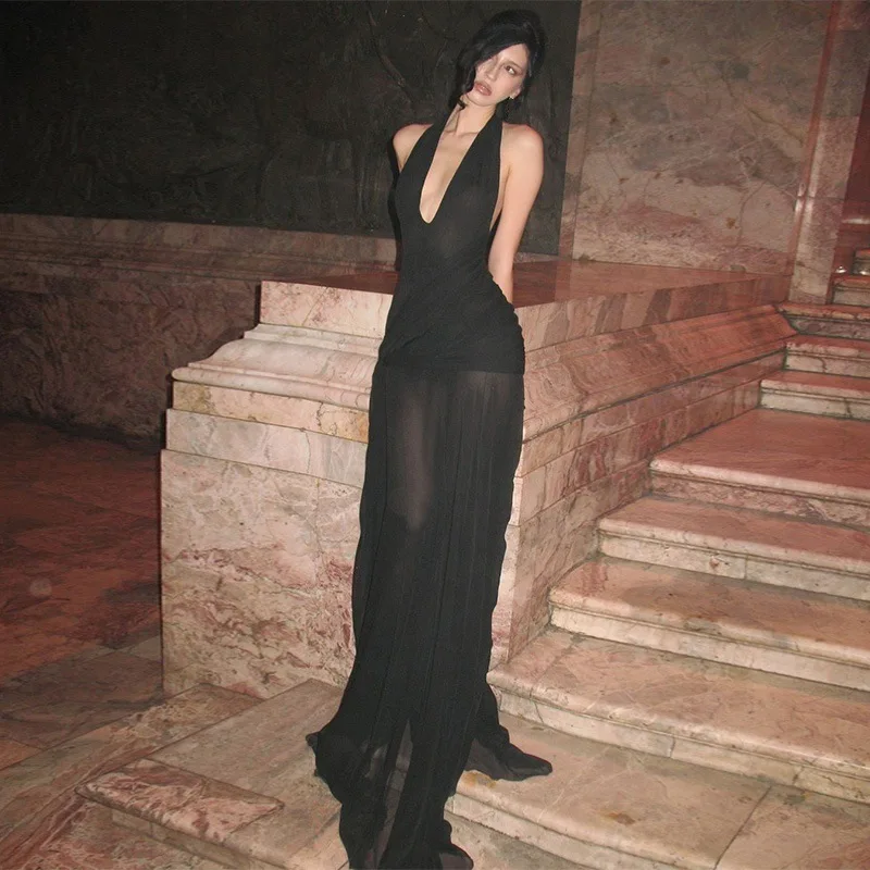 2026 Spring New Elegant Style Backless V-Neck Mesh Slightly Sheen Ruched Sling Long Maxi Dress
2026 Spring New Elegant Style Backless V-Neck Mesh Slightly Sheen Ruched Sling Long Maxi Dress