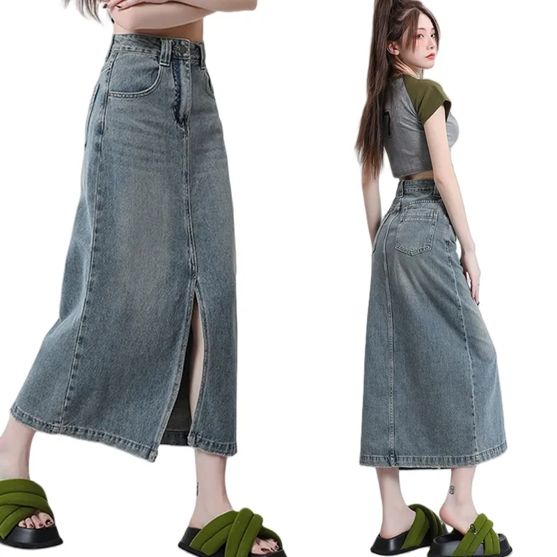 Women Denim Jeans Mid To High Waist Split Cowboy Half Skirt Covering The Hip A-line Short Bag Hip Skirt
Women Denim Jeans Mid To High Waist Split Cowboy Half Skirt Covering The Hip A-line Short Bag Hip Skirt