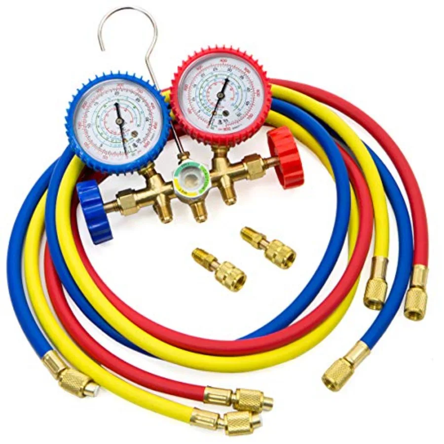 Manifold Gauge Set R410A R22 R404A HVAC A/C Refrigeration Charging Service Diagnostic Refrigerants 3 Way AC Freon Recharge with
Manifold Gauge Set R410A R22 R404A HVAC A/C Refrigeration Charging Service Diagnostic Refrigerants 3 Way AC Freon Recharge with