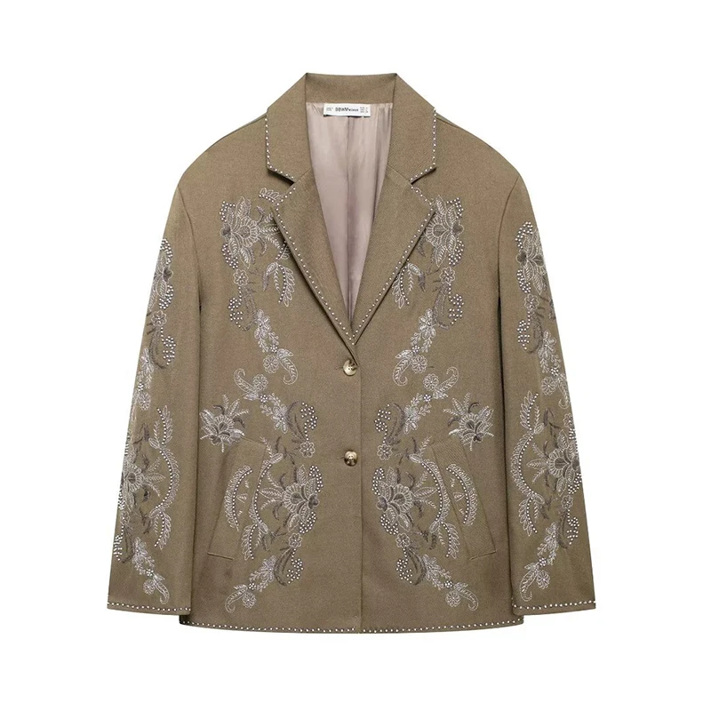 Spring Autumn Fashion Two Button Blazer Jacket Contrast Embroidered Long Sleeve Pocket Coat Work Office Casual Jacket Women
Spring Autumn Fashion Two Button Blazer Jacket Contrast Embroidered Long Sleeve Pocket Coat Work Office Casual Jacket Women