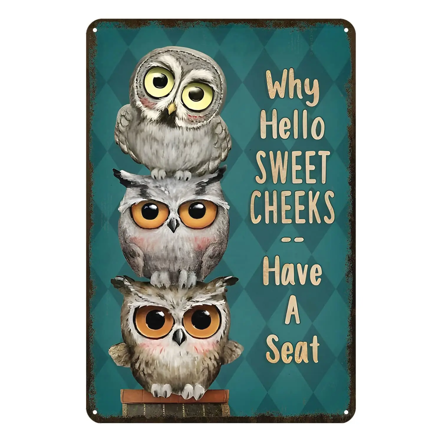 Ascigo Vintage Metal Wall Decor Funny Metal Sign Why Hello Sweet Cheeks Three Owls Owl Tin Sign Chic Art Wall Metal Decorations
Ascigo Vintage Metal Wall Decor Funny Metal Sign Why Hello Sweet Cheeks Three Owls Owl Tin Sign Chic Art Wall Metal Decorations