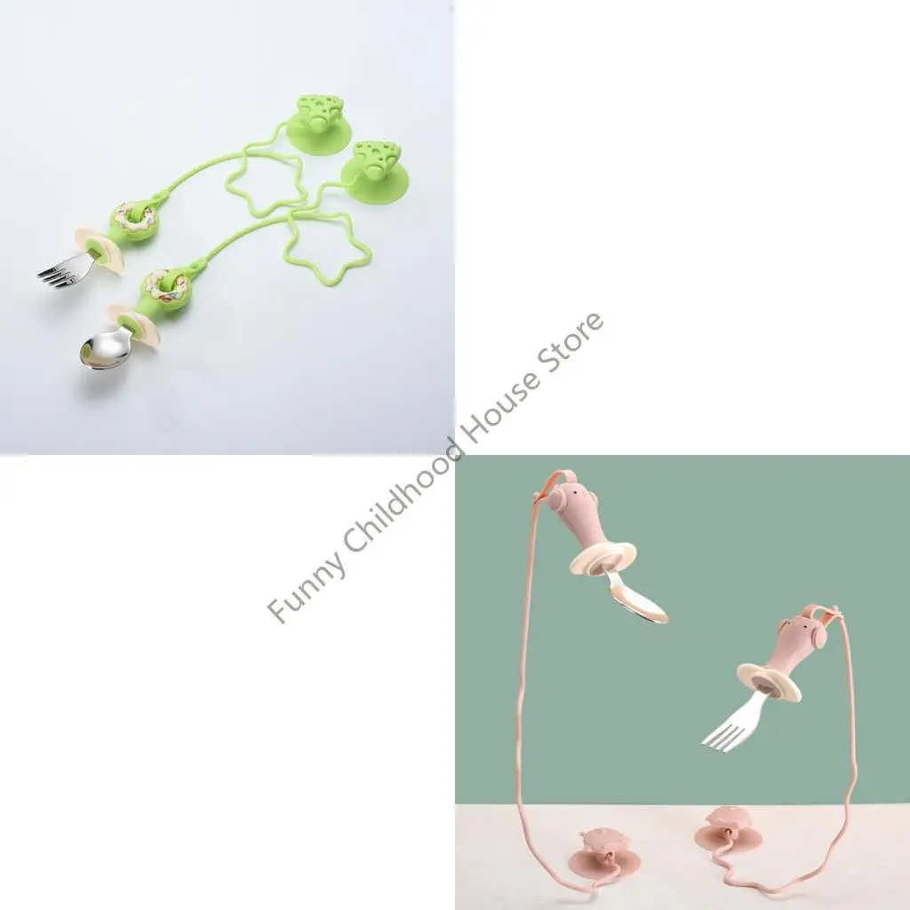 D0LA Infant Training Spoon and Fork Set Secure Suction Base Design Silicone Handle for Early Feeding Skills Training
D0LA Infant Training Spoon and Fork Set Secure Suction Base Design Silicone Handle for Early Feeding Skills Training