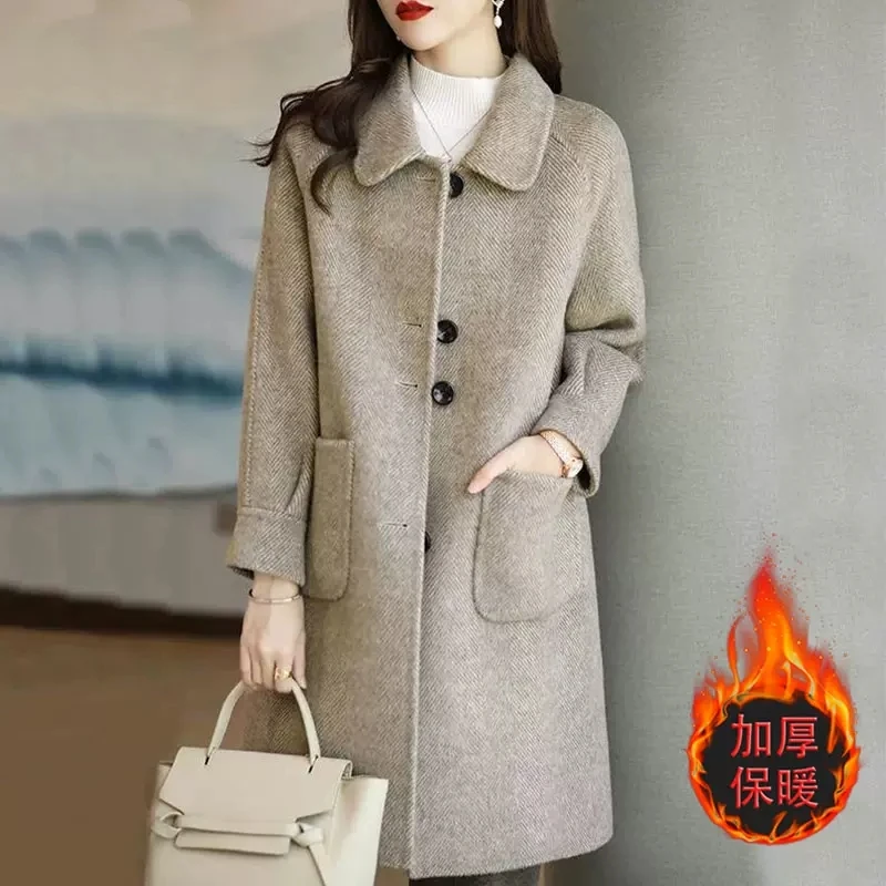NEW Autumn Winter Thicken Warm Woolen Coat Large Size Women Long High End Temperament Wool Jacket Female Cardigan Outerwear 4XL
NEW Autumn Winter Thicken Warm Woolen Coat Large Size Women Long High End Temperament Wool Jacket Female Cardigan Outerwear 4XL
