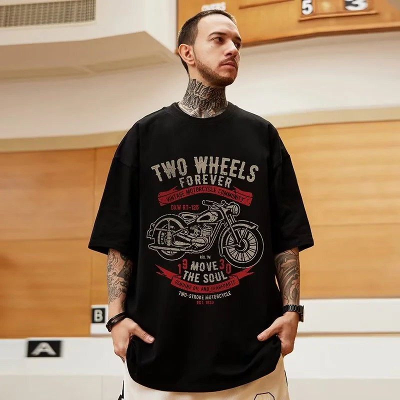 8XL Корейская свободная модная новая мотоциклетная футболка с принтом и мужской универсальный наряд для пар
8XL Корейская свободная модная новая мотоциклетная футболка с принтом и мужской универсальный наряд для пар