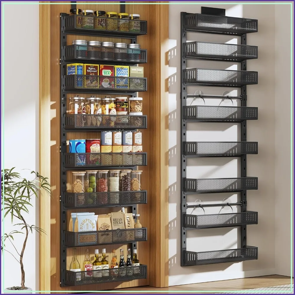 8-Tier Over the Door Spice Rack, Heavy-Duty Metal Frame, 2-in-1 Wall-Mounted or Hanging Shelf for Kitchen, Bathroom, Laundry Room, Bedroom, Closet & Nursery
8-Tier Over the Door Spice Rack, Heavy-Duty Metal Frame, 2-in-1 Wall-Mounted or Hanging Shelf for Kitchen, Bathroom, Laundry Room, Bedroom, Closet & Nursery