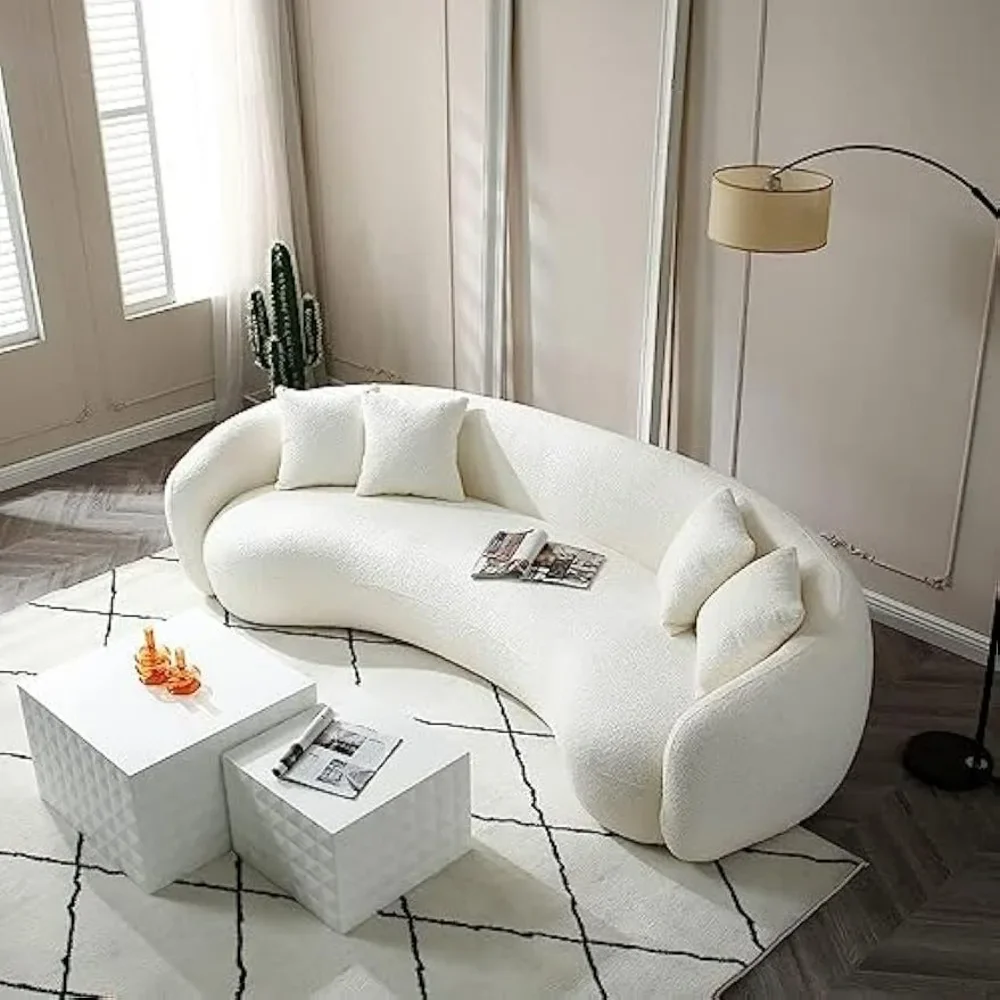 101.4" Curved Sofa Luxury Style Living Room Sofa, 4 Throw Pillows, 4-Seat Teddy Boucle Couch, Back Upholstered Boucle Couch
101.4" Curved Sofa Luxury Style Living Room Sofa, 4 Throw Pillows, 4-Seat Teddy Boucle Couch, Back Upholstered Boucle Couch