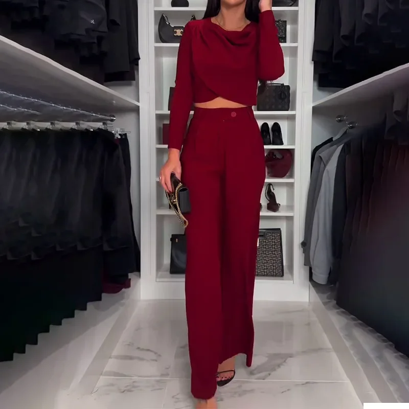 Women Spring Summer Trouser Set Pants Set Solid Color Wide-leg Pants High Waist Long Sleeve Casual Fashion Comfortable Regular
Women Spring Summer Trouser Set Pants Set Solid Color Wide-leg Pants High Waist Long Sleeve Casual Fashion Comfortable Regular