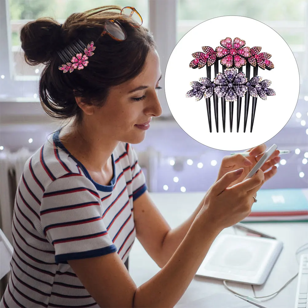 2pcs Flower Hair Comb Rhinestone Wedding Side Comb for Women Elegant Styling Accessory Sparkly Hair Decoration Updo Bun Clips
2pcs Flower Hair Comb Rhinestone Wedding Side Comb for Women Elegant Styling Accessory Sparkly Hair Decoration Updo Bun Clips