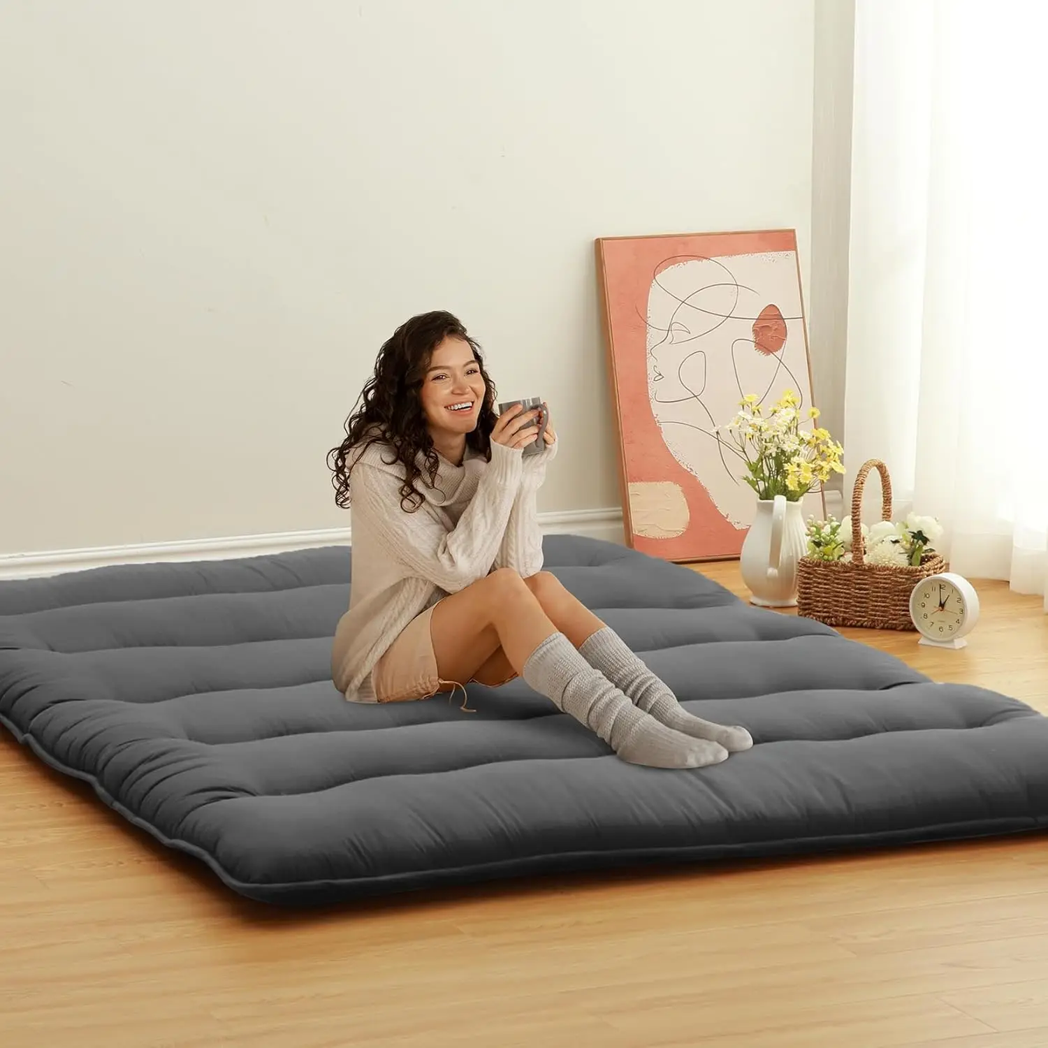 Japanese Style Full Size Futon Mattr - Foldable Sleeping Mat For Adults, Tatami Mat, Camping Mat - Wave Dark Grey
Japanese Style Full Size Futon Mattr - Foldable Sleeping Mat For Adults, Tatami Mat, Camping Mat - Wave Dark Grey