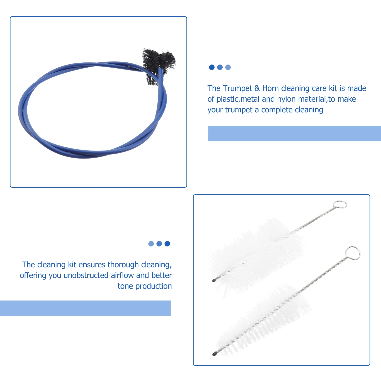 3pcs Trumpet Cleaning Brush Set Flexible For Trumpet White Black Blue Plastic Nylon 11.5Cm 12Cm 86Cm Instrument Care Tool Music
3pcs Trumpet Cleaning Brush Set Flexible For Trumpet White Black Blue Plastic Nylon 11.5Cm 12Cm 86Cm Instrument Care Tool Music