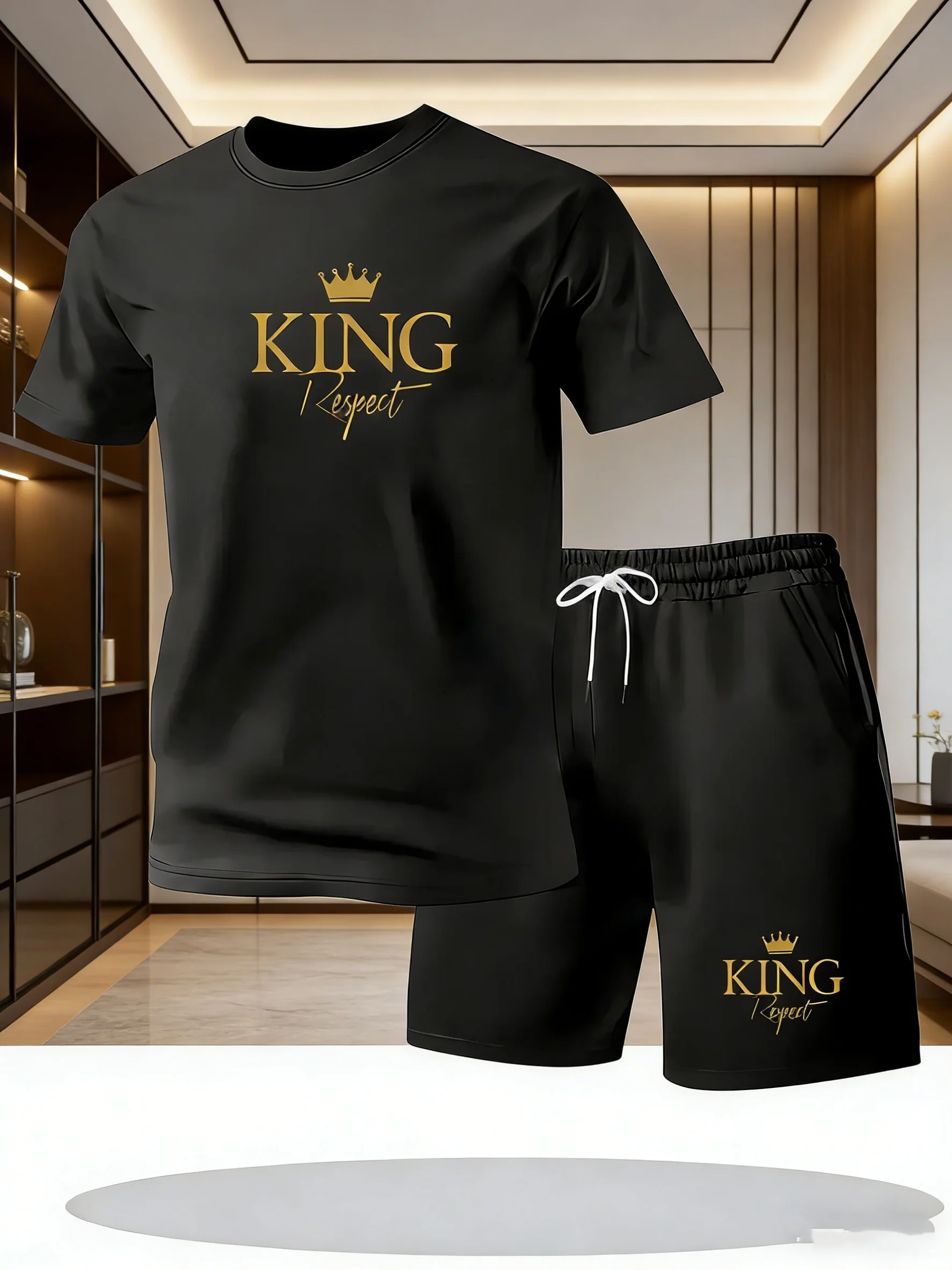 Men's summer casual sportswear round neck short sleeved T-shirt shorts 2-piece set men's short sleeved T-shirt and shorts set
Men's summer casual sportswear round neck short sleeved T-shirt shorts 2-piece set men's short sleeved T-shirt and shorts set