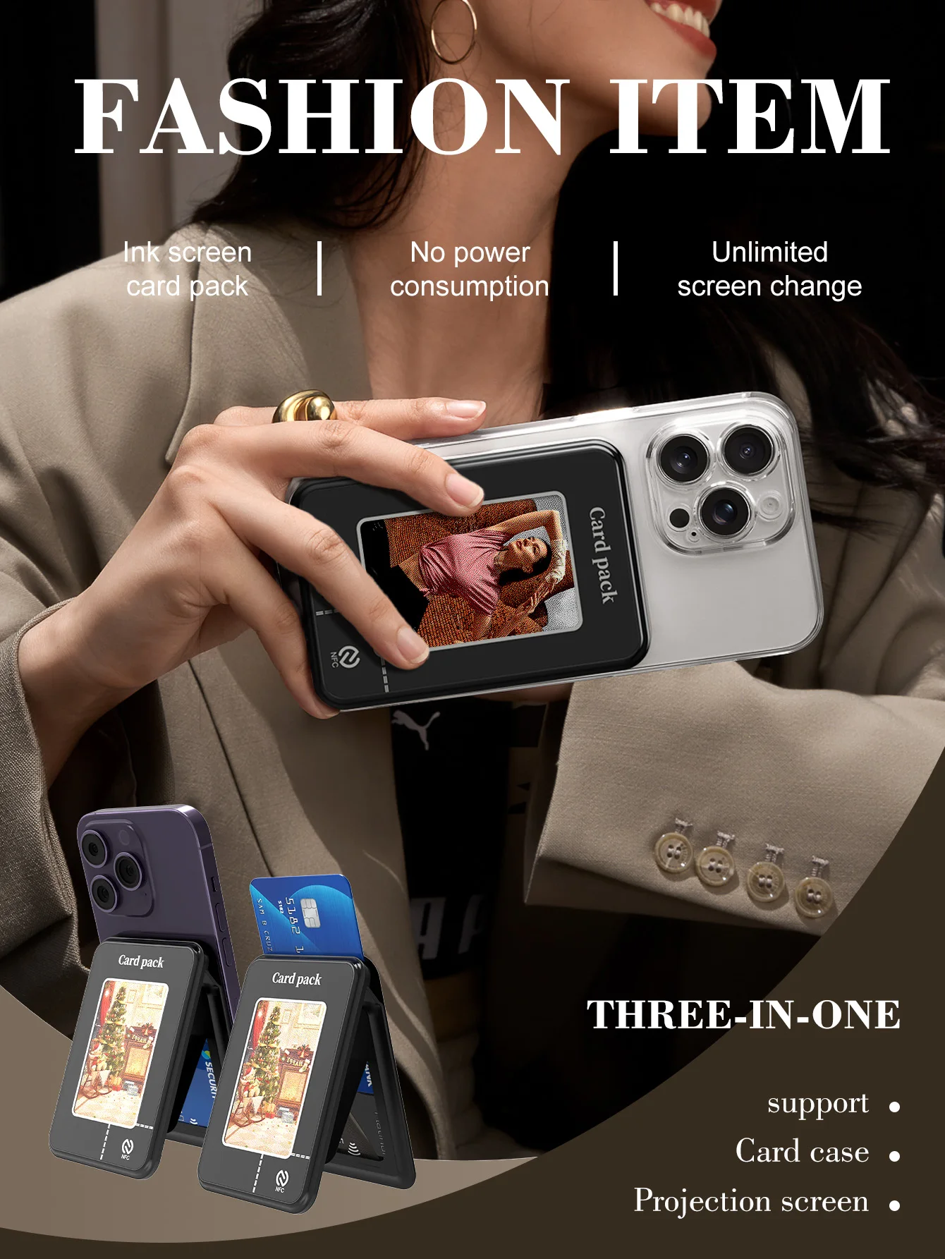 DIY Phone Case with NFC Function, Magnetic Card Holder, Suitable for Built-in NFC on Android and Apple, 4 Colors, E-ink Screen
DIY Phone Case with NFC Function, Magnetic Card Holder, Suitable for Built-in NFC on Android and Apple, 4 Colors, E-ink Screen