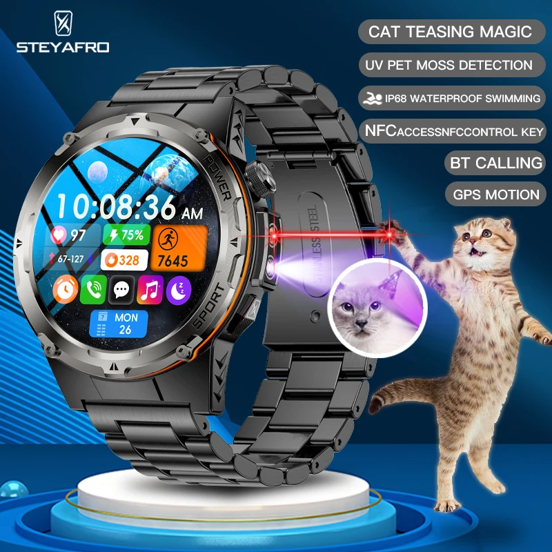 Cat teasing pen NFC New men Military Smartwatch, IP68 Waterproof outdoor Sport Watch, Fitness tracker, health monitor BT call
Cat teasing pen NFC New men Military Smartwatch, IP68 Waterproof outdoor Sport Watch, Fitness tracker, health monitor BT call