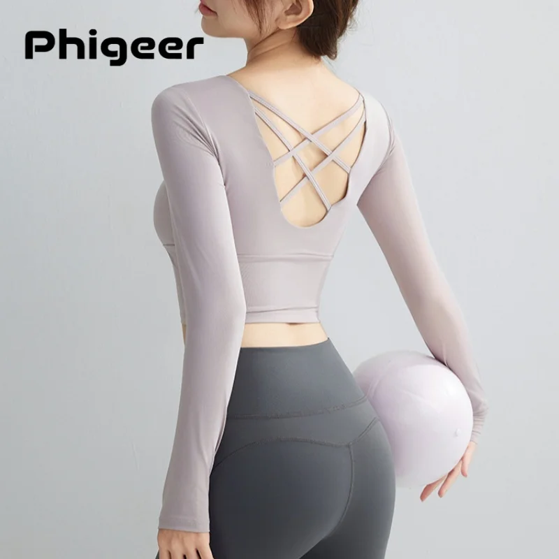 PHIGEER Топ для йоги с перекрещенной спиной, женская тонкая легкая трикотажная рубашка для тренировок с длинными рукавами, облегающие быстросохнущие дышащие спортивные бюстгальтеры
PHIGEER Топ для йоги с перекрещенной спиной, женская тонкая легкая трикотажная рубашка для тренировок с длинными рукавами, облегающие быстросохнущие дышащие спортивные бюстгальтеры