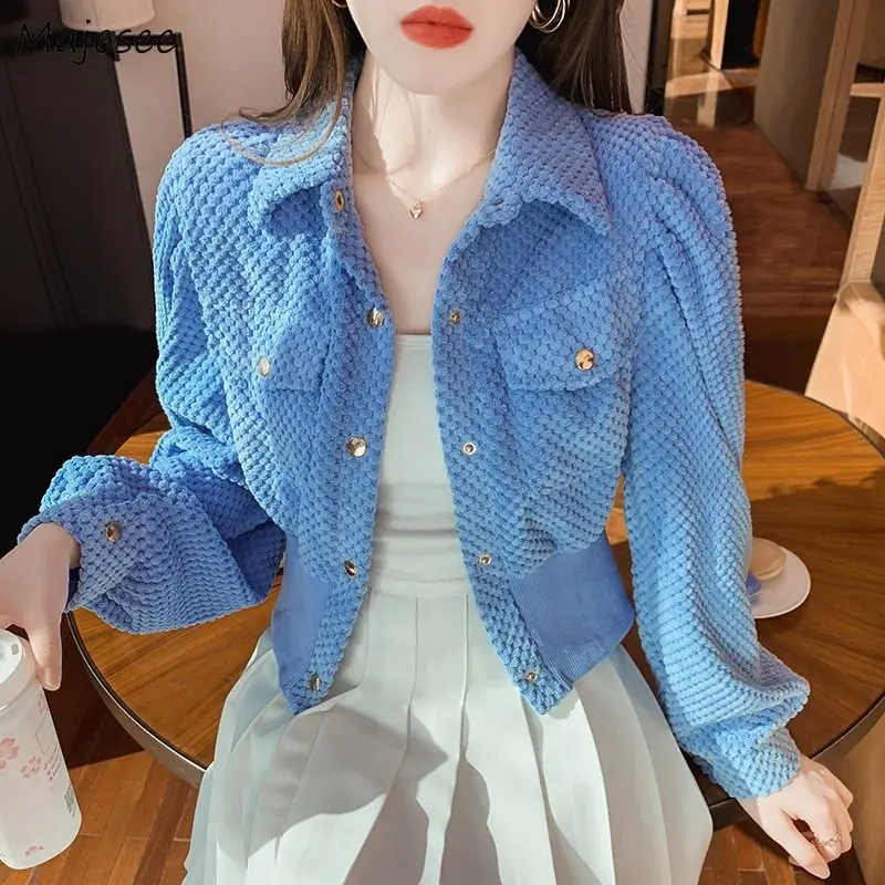 Basic Jackets Women Pure Color Casual Fashion Puff Sleeve Autumn All-match Blue Daily Office Lady Pockets Button Slim Elegant
Basic Jackets Women Pure Color Casual Fashion Puff Sleeve Autumn All-match Blue Daily Office Lady Pockets Button Slim Elegant