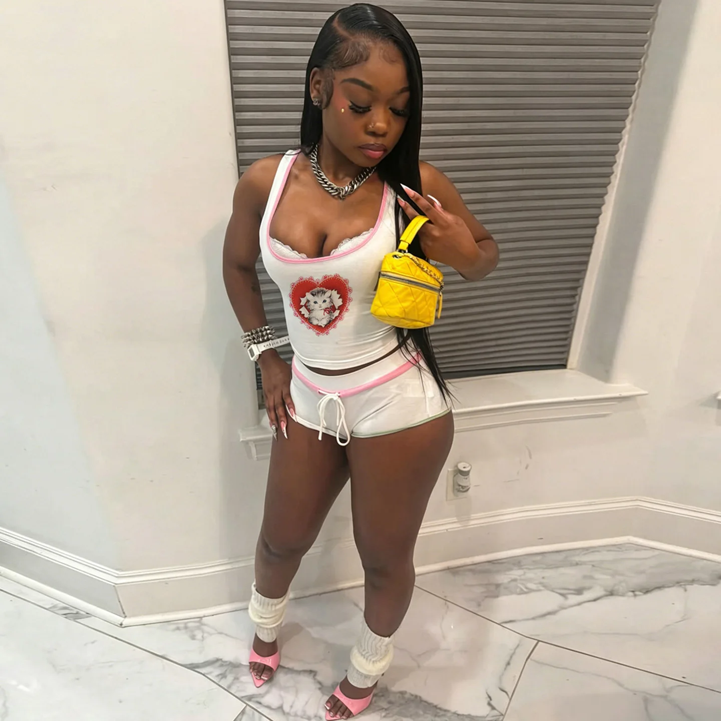 Crop Tops 2 Piece Set 2026 Summer Outfits Y2K Streetwear Women Club Korean Fashion Sexy Striped Two Piece Pant Short Sets
Crop Tops 2 Piece Set 2026 Summer Outfits Y2K Streetwear Women Club Korean Fashion Sexy Striped Two Piece Pant Short Sets