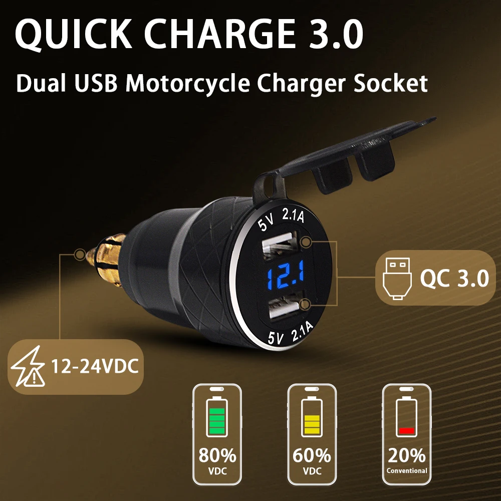 For BMW Motorcycle QC3.0 USB Charger Din Socket Plug Power Outlet Voltmeter Dual 5V 2.1A Din To USB Adapter Aluminum Waterproof
For BMW Motorcycle QC3.0 USB Charger Din Socket Plug Power Outlet Voltmeter Dual 5V 2.1A Din To USB Adapter Aluminum Waterproof
