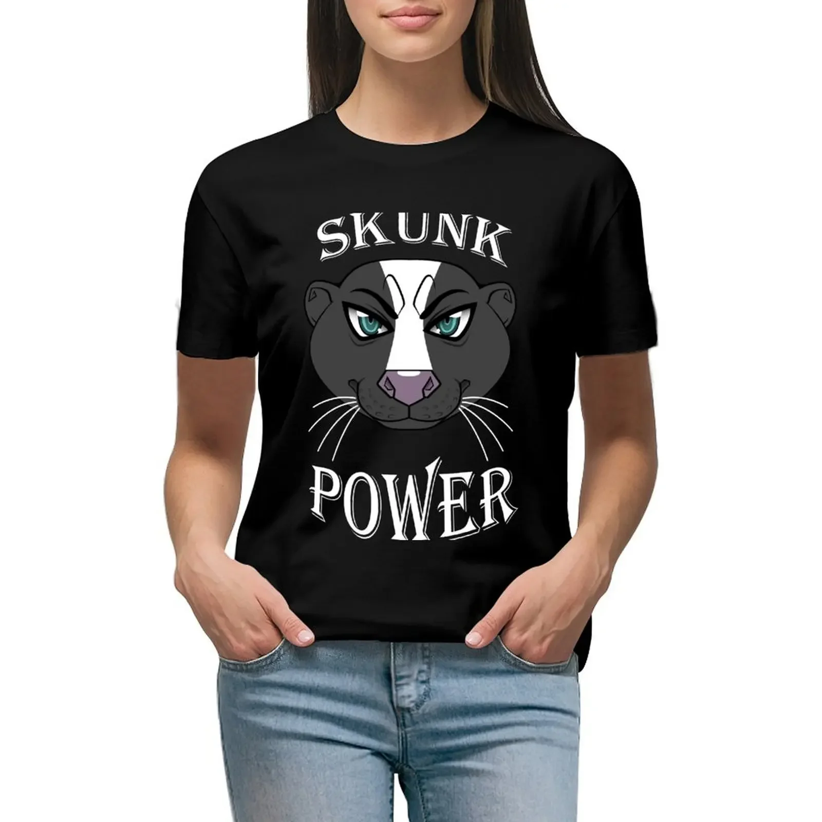 Skunk Power T-Shirt quick drying plus size tops shirts graphic tees tops western t shirts for Women 
Skunk Power T-Shirt quick drying plus size tops shirts graphic tees tops western t shirts for Women