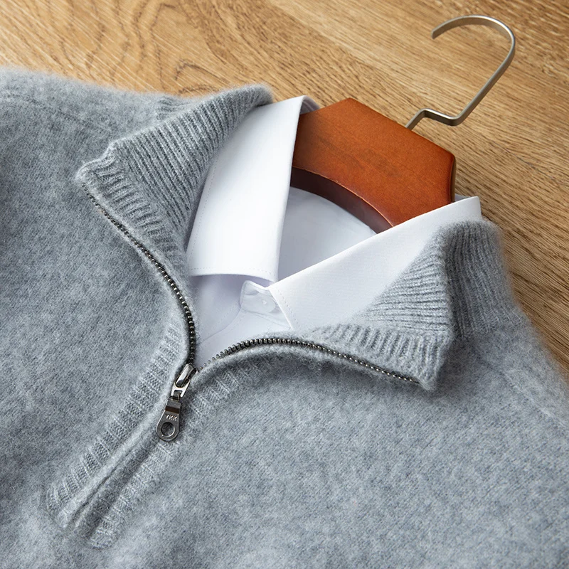 Men's cashmere sweater winter business casual half zipper knit loose wool Tops stand up collar Jumper thick base pullover HOT
Men's cashmere sweater winter business casual half zipper knit loose wool Tops stand up collar Jumper thick base pullover HOT