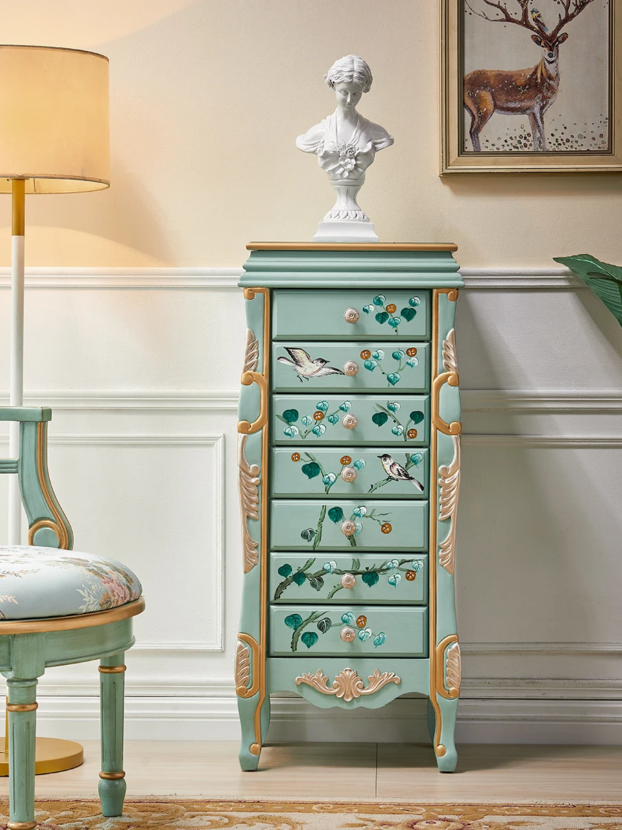 American-style painted jewelry cabinet, storage seven-bucket cabinet, decorative cabinet with mirror, European-style jewelry sto
American-style painted jewelry cabinet, storage seven-bucket cabinet, decorative cabinet with mirror, European-style jewelry sto