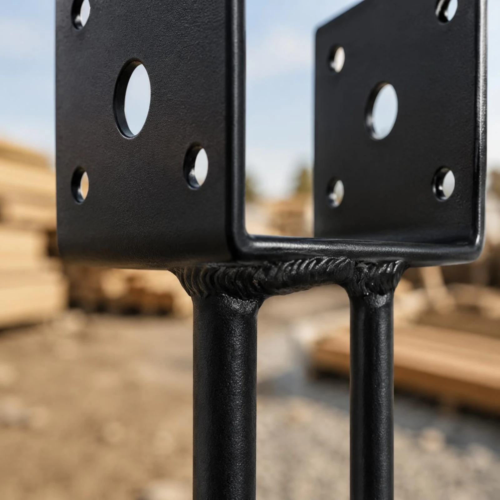 Ground Stake Post Base Welded Metal Post Anchor Bolt Hole for Deck Building
Ground Stake Post Base Welded Metal Post Anchor Bolt Hole for Deck Building
