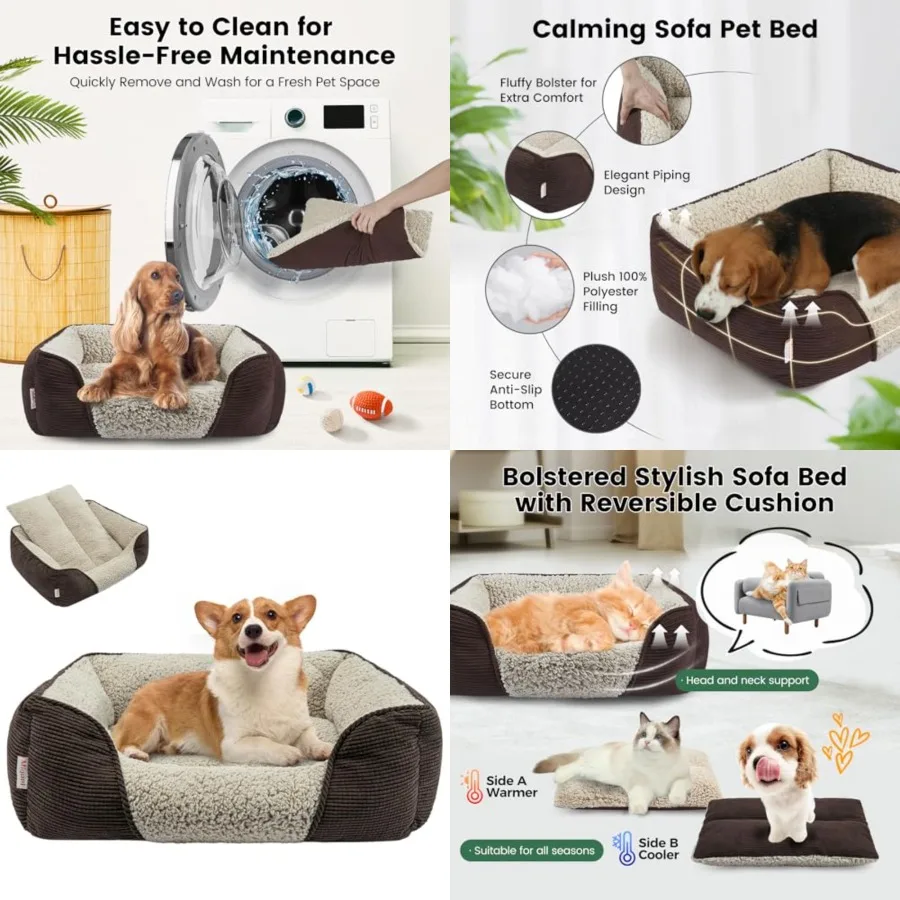 Washable Dog Cat Bed with Removable Cushion for Medium Small Dogs, Easy to Wash Pet Sofa Bed with Side Bolster, Anti-Slip Botto
Washable Dog Cat Bed with Removable Cushion for Medium Small Dogs, Easy to Wash Pet Sofa Bed with Side Bolster, Anti-Slip Botto