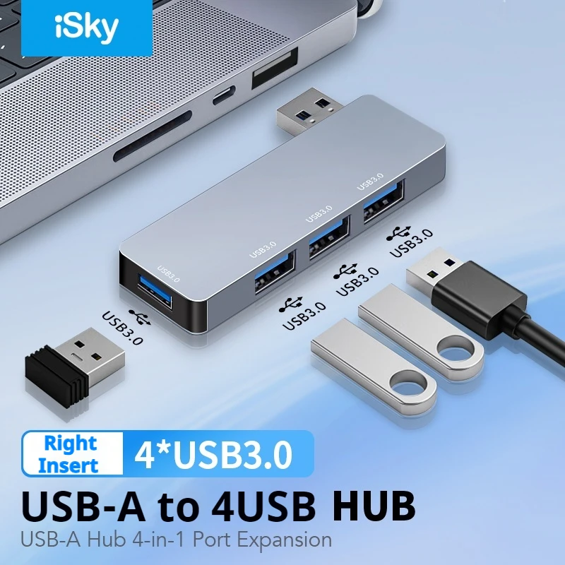 iSky 4 in 1 USB Hub Docking Station 5Gbps High Speed Transmission 4 USB3.0 Hub Multi-Function Dock Station Laptop PC Accessories
iSky 4 in 1 USB Hub Docking Station 5Gbps High Speed Transmission 4 USB3.0 Hub Multi-Function Dock Station Laptop PC Accessories