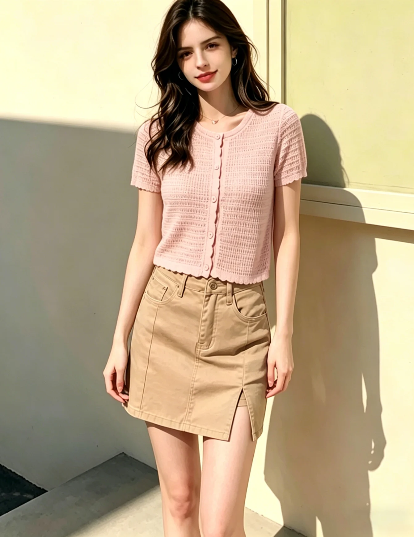 A fashionable knitted short-sleeved cardigan is suitable for a girl's gathering, shopping, light vacation, outing, casual date,
A fashionable knitted short-sleeved cardigan is suitable for a girl's gathering, shopping, light vacation, outing, casual date,