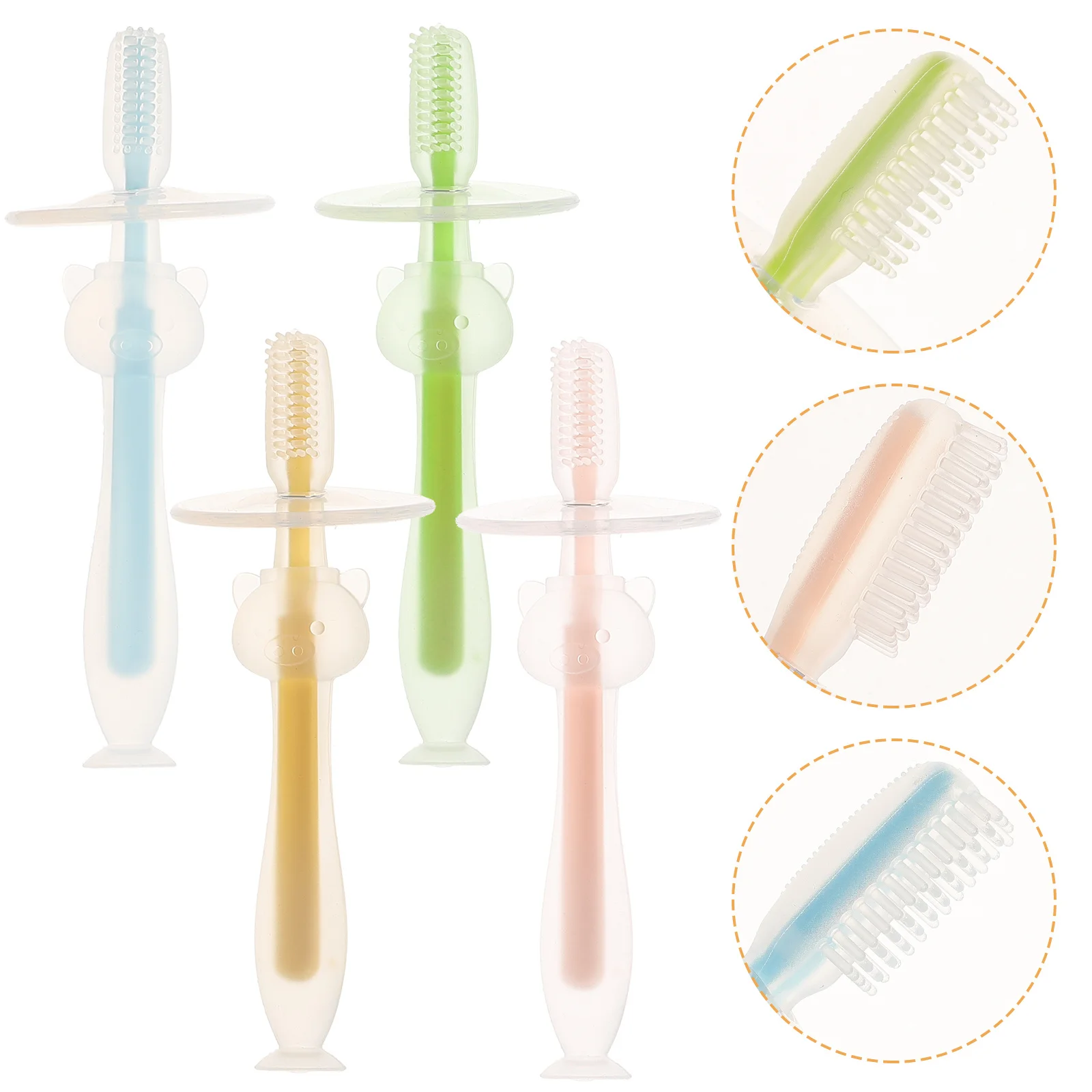 4 шт. силиконовая зубная щетка для детской зубной щетки 6-12 месяцев всасывающая основа легко чистящийся инструмент для ухода за полостью рта малыша
4 шт. силиконовая зубная щетка для детской зубной щетки 6-12 месяцев всасывающая основа легко чистящийся инструмент для ухода за полостью рта малыша