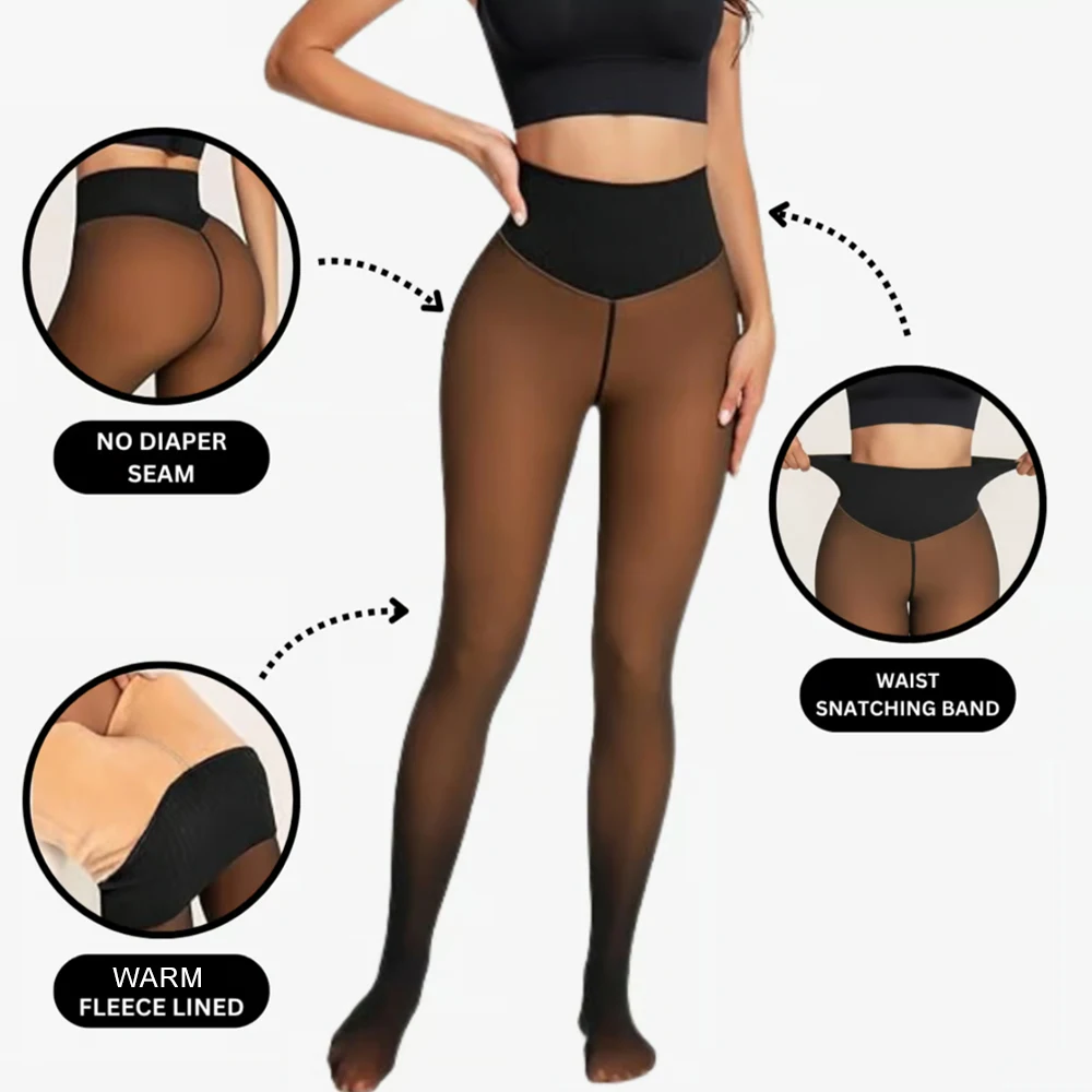 One Seam Fleece Lined Tights Shaping Thermal Leggings Compression Band Translucent Pantyhose Sheer Fleece Leggings Plus Size 7 S671d0ad917364a5987df7923cd2f721aS