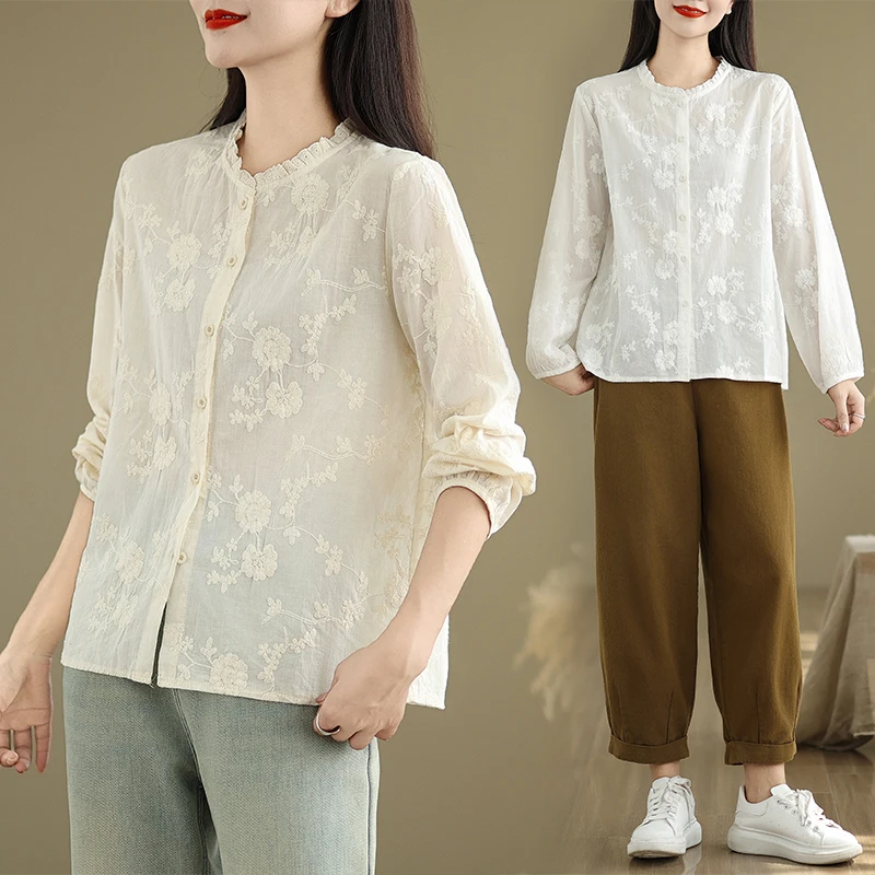 New Chinese Sle Heavy Embroidery irt Jaet Women's Spring Autumn Design Sense Lace Splicing Stand Collar Button Casual Top
New Chinese Sle Heavy Embroidery irt Jaet Women's Spring Autumn Design Sense Lace Splicing Stand Collar Button Casual Top