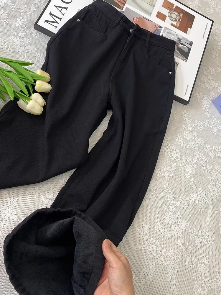 Winter Warm Fleece High Waist Wide Leg Jeans Women's Loose Straight Cut Slimming Long Pants Hidden Belly Flattering
Winter Warm Fleece High Waist Wide Leg Jeans Women's Loose Straight Cut Slimming Long Pants Hidden Belly Flattering