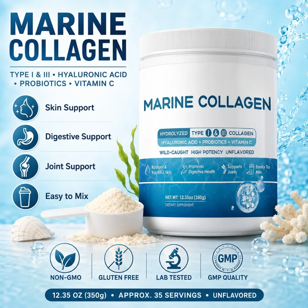 Marine Collagen Peptides Powder Type I & III with Hyaluronic Acid Vitamin C Unflavored Beauty Supplement Skin Hair Nails 12.35oz
Marine Collagen Peptides Powder Type I & III with Hyaluronic Acid Vitamin C Unflavored Beauty Supplement Skin Hair Nails 12.35oz