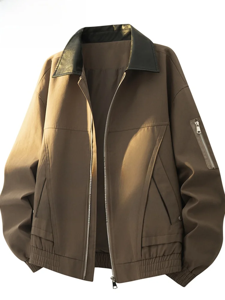 Loose Fit American Sle Workwear Jaet Men's Casual Turn-down Collar Outerwear for Plump Haome Guys Spring Autumn
Loose Fit American Sle Workwear Jaet Men's Casual Turn-down Collar Outerwear for Plump Haome Guys Spring Autumn