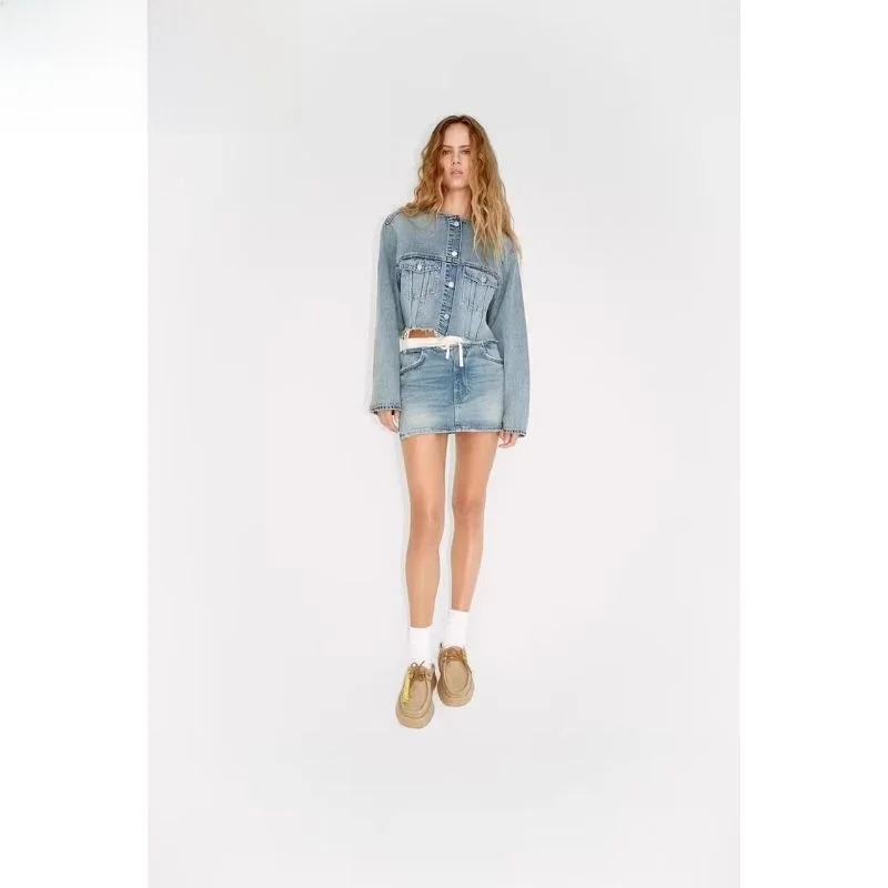 Spring 2024 TRF Women's Denim Skirt High Waist Tassel Detail ort H-ape Pure Color New Arrival Faionable
Spring 2024 TRF Women's Denim Skirt High Waist Tassel Detail ort H-ape Pure Color New Arrival Faionable