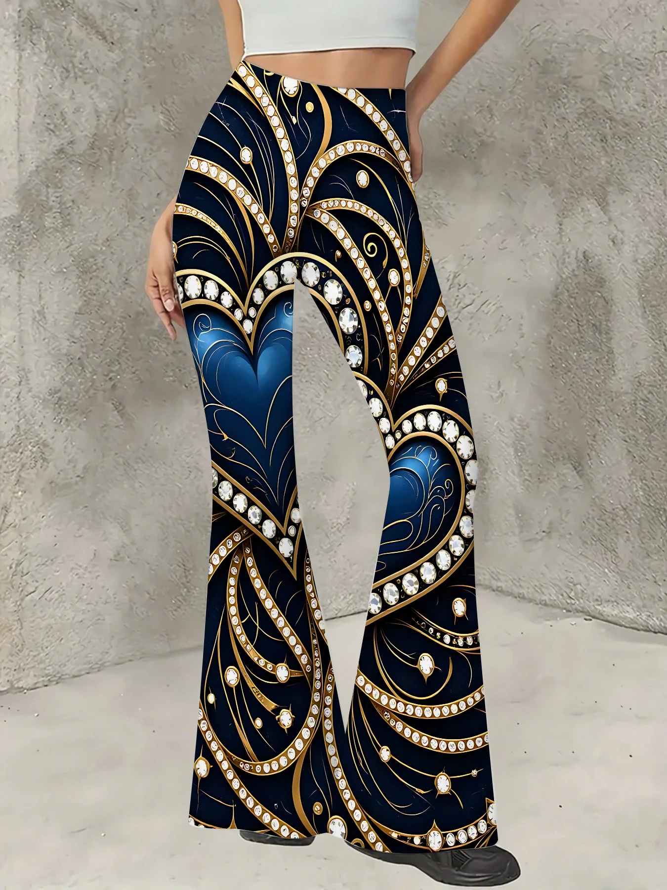 Women's Striped Print Flare Pants Loose Fit Knit Wide Leg Bell Bottom Trousers
Women's Striped Print Flare Pants Loose Fit Knit Wide Leg Bell Bottom Trousers
