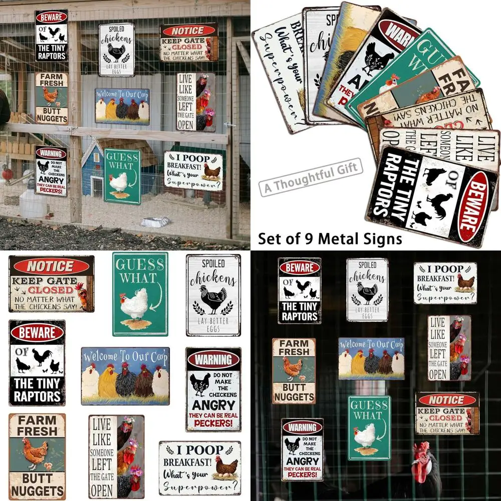 Персонализированные винтажные металлические таблички с курицей - 9 шт. в упаковке 8x12 дюймов, уличный декор фермы для любителей курицы
Персонализированные винтажные металлические таблички с курицей - 9 шт. в упаковке 8x12 дюймов, уличный декор фермы для любителей курицы