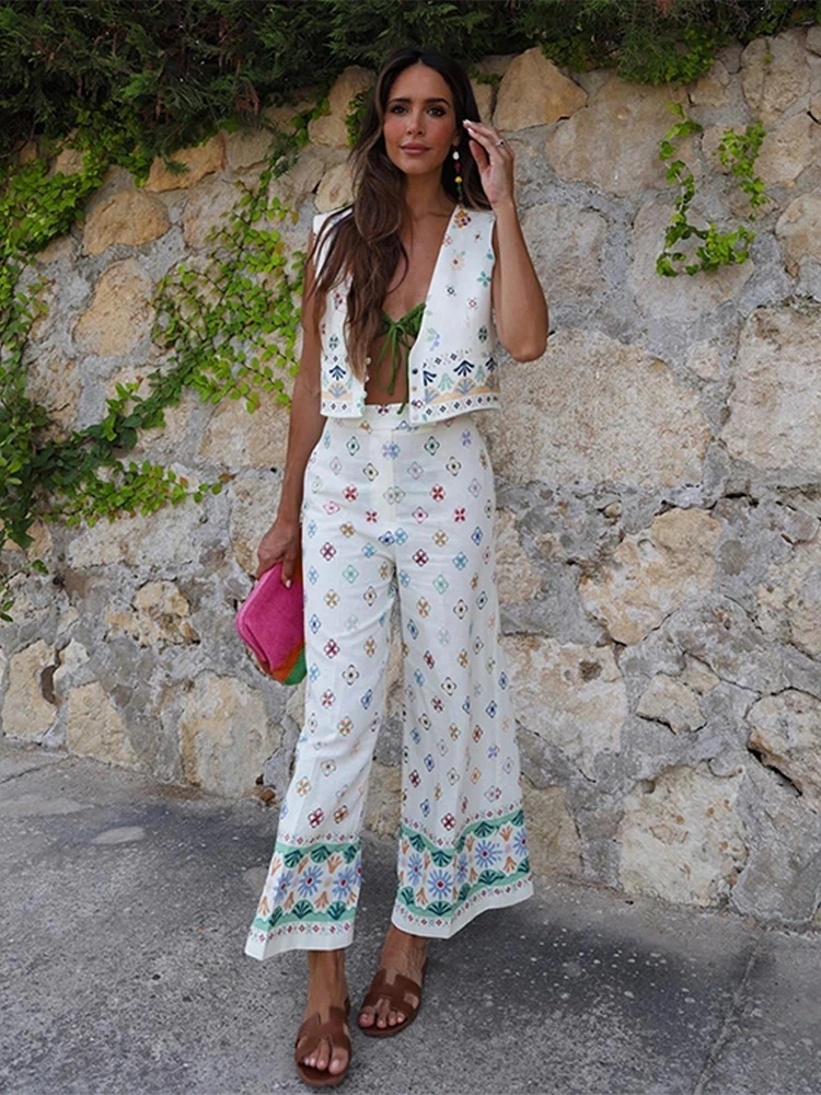 Fashion Embroidery Cotton Linen Pajamas For Women Y2K Retro Cardigan Short Vests High Waist Wide Leg Long Pant Female Breathable
Fashion Embroidery Cotton Linen Pajamas For Women Y2K Retro Cardigan Short Vests High Waist Wide Leg Long Pant Female Breathable