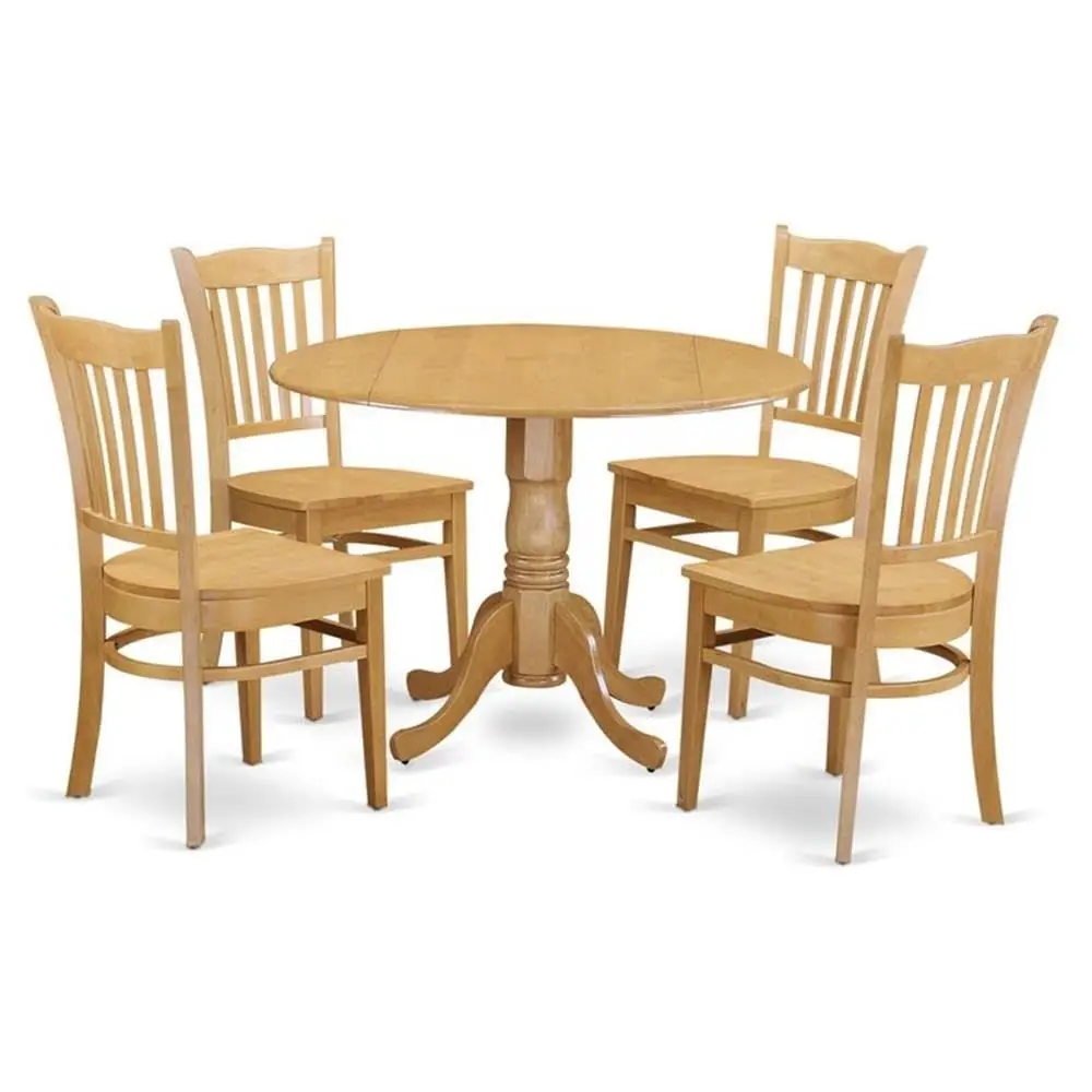 DLGR5OAKW 5 Piece Modern Dining Table Set Includes a Round Wooden Table with Dropleaf and 4 Kitchen Dining Chairs, 42x42 Inch,
DLGR5OAKW 5 Piece Modern Dining Table Set Includes a Round Wooden Table with Dropleaf and 4 Kitchen Dining Chairs, 42x42 Inch,