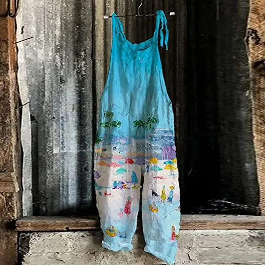 One Piece Summer Vintage Jumpsuits Wide Leg Baggy Pants Sling Jumpsuit Loose Printed Rompers Casual Women Overalls Office Lady
One Piece Summer Vintage Jumpsuits Wide Leg Baggy Pants Sling Jumpsuit Loose Printed Rompers Casual Women Overalls Office Lady