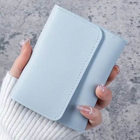 Fashion Ultra Thin Triple Fold Women's Short Wallet, Smooth Surface Multi-Card Holder Mini Coin Purse Ideal Daily Gift for Women