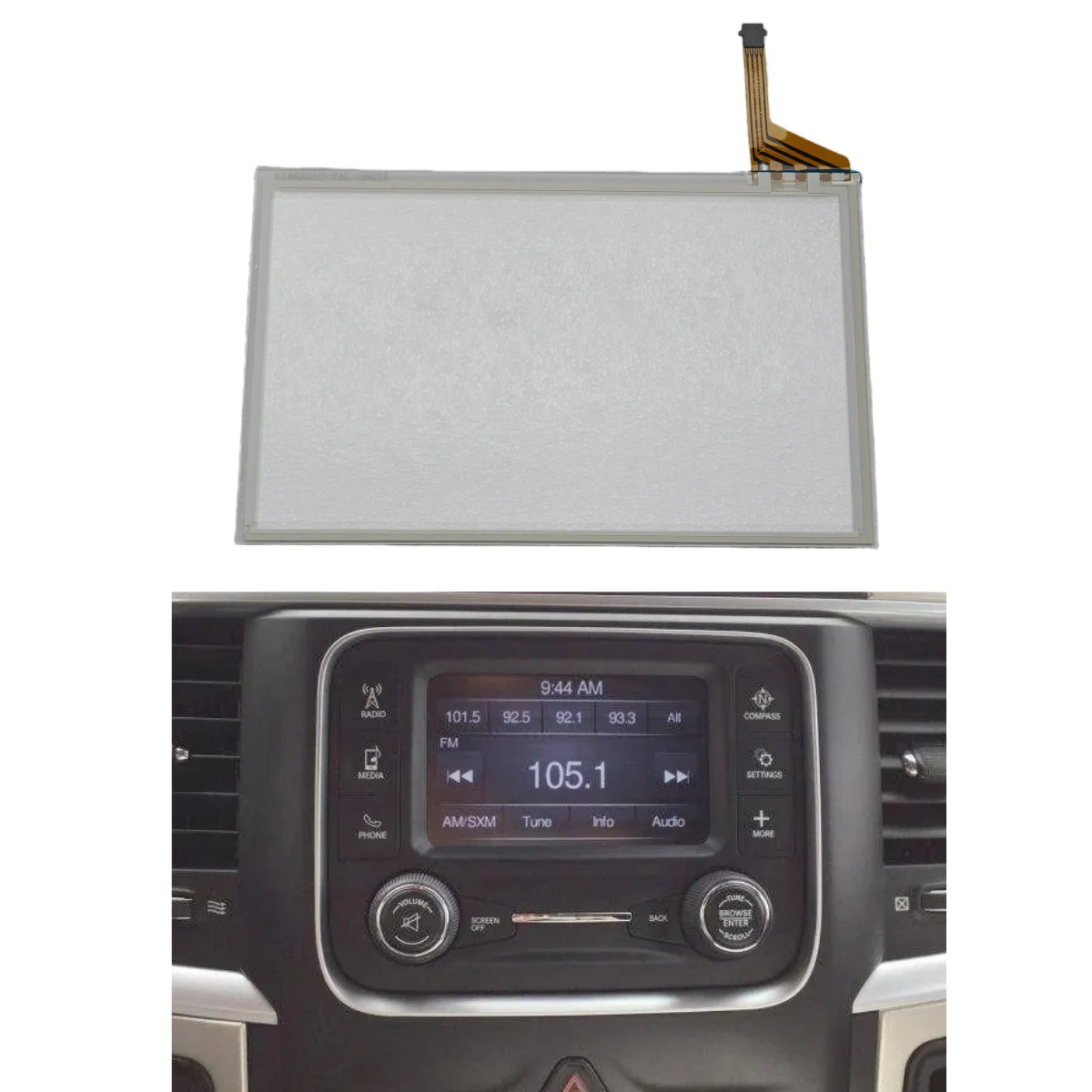 Touch Screen Digitizer of Standard Infotainment System for The 2013-2018 Ram 1500 5.0L RA2 Engine 5-inch UConnect
Touch Screen Digitizer of Standard Infotainment System for The 2013-2018 Ram 1500 5.0L RA2 Engine 5-inch UConnect