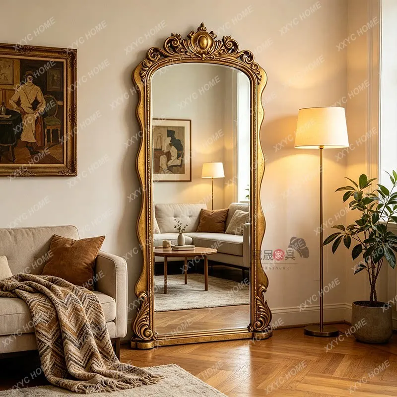 retro carved floor mirror villa living room arched classical high-end full-length mirror
retro carved floor mirror villa living room arched classical high-end full-length mirror